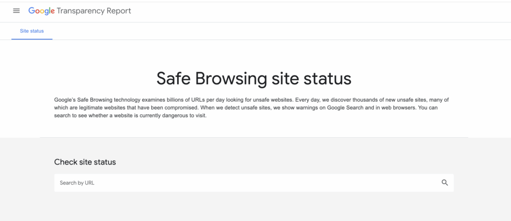 Safe Browsing site status